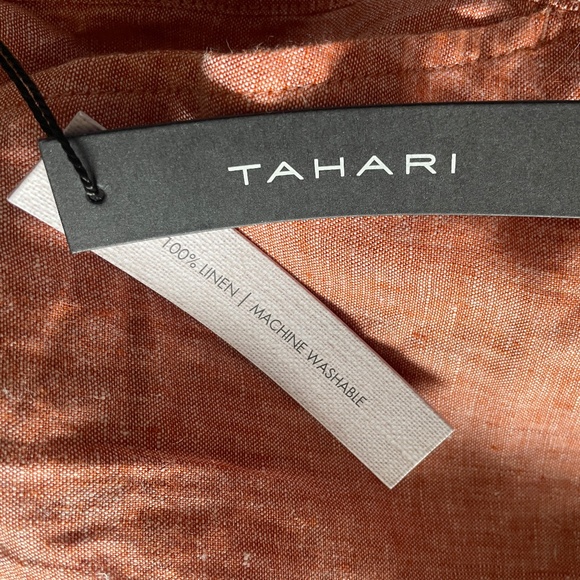 Brand New Tahari Orange Linen Wide Leg Pull-On Pants - Picture 5 of 6